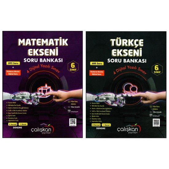 Çalışkan 6. Sınıf Matematik + Türkçe Ekseni Soru Bankası 2 Kitap