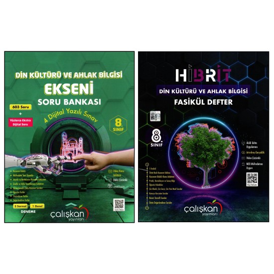 Çalışkan 8. Sınıf LGS Din Kültürü ve Ahlak Bilgisi Ekseni Soru Bankası + Hibrit Fasikül Defter 2 Kitap