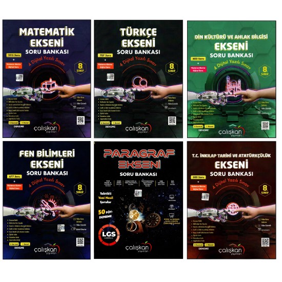 Çalışkan 8. Sınıf LGS Matematik+Türkçe+Fen+İnkılap+Din Kültürü+Paragraf Ekseni Soru Bankası 6 Kitap Çalışkan 8. Sınıf LGS Matematik+Türkçe+Fen+İnkılap+Din Kültürü+Paragraf Ekseni Soru Bankası 6 Kitap