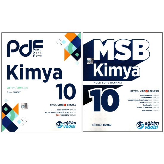 Eğitim Vadisi 10. Sınıf Kimya Planlı Ders Föyü (PDF)+Multi Soru Bankası (MSB) 2 Kitap
