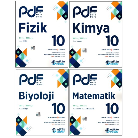 Eğitim Vadisi 10. Sınıf Matematik+Fizik+Kimya+Biyoloji PDF (Planlı Ders Föyü) 4 Kitap