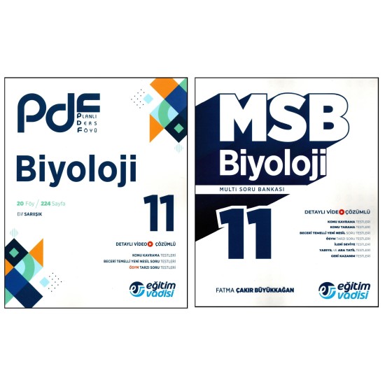 Eğitim Vadisi 11. Sınıf Biyoloji Planlı Ders Föyü (PDF)+Multi Soru Bankası (MSB) 2 Kitap