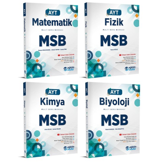 Eğitim Vadisi AYT Matematik+Fizik+Kimya+Biyoloji MSB(Multi Soru Bankası) 4 Kitap