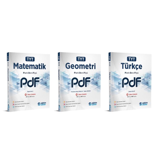 Eğitim Vadisi TYT Matematik+Geometri+Türkçe PDF (Planlı Ders Föyü) 3 Kitap