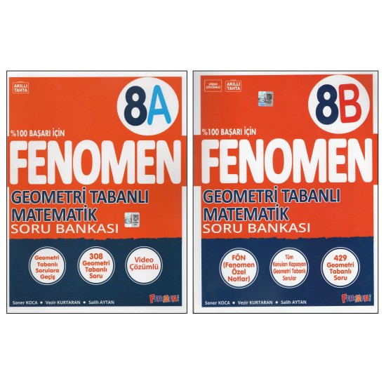 Fenomen 8.Sınıf Geometri Tabanlı 8A Soru Bankası +Geometri Tabanlı 8B Soru Bankası (2 KİTAP) Fenomen 8.Sınıf Geometri Tabanlı 8A Soru Bankası +Geometri Tabanlı 8B Soru Bankası (2 KİTAP)