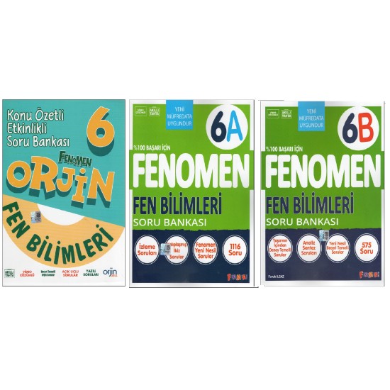 Orjin Fen Bilimleri + Fenomen 6.Sınıf Fen Bilimleri 6A+6B (3 Kitap)
