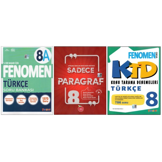FENOMEN 8. SINIF 8A TÜRKÇE+NEWTON SADECE PARAGRAF+FENOMEN KONU TARAMA D. (3 KİTAP)