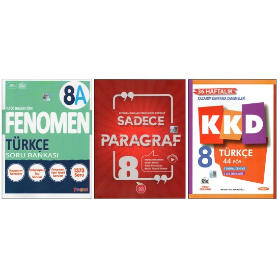FENOMEN 8. SINIF 8A TÜRKÇE+NEWTON SADECE PARAGRAF+KURMAY KAZANIM KAVRAMA D. (3 KİTAP)