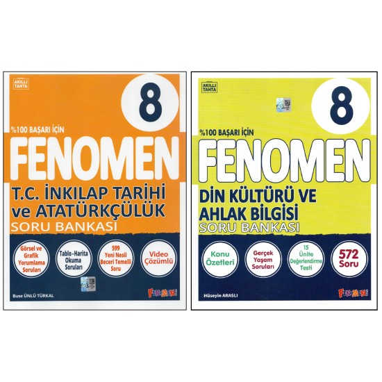 FENOMEN 8. SINIF 8AB İNKILAP+DİN KÜLTÜRÜ SORU BANKASI(2 KİTAP) FENOMEN 8. SINIF 8AB İNKILAP+DİN KÜLTÜRÜ SORU BANKASI(2 KİTAP)