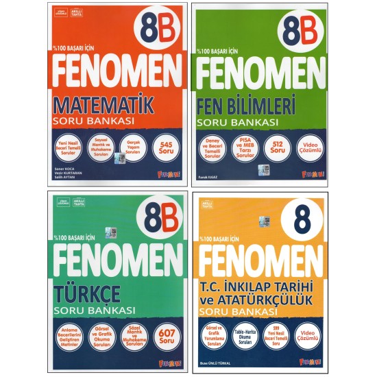 FENOMEN 8. SINIF 8B MATEMATİK+FEN B.+TÜRKÇE+İNKILAP (4 KİTAP)
