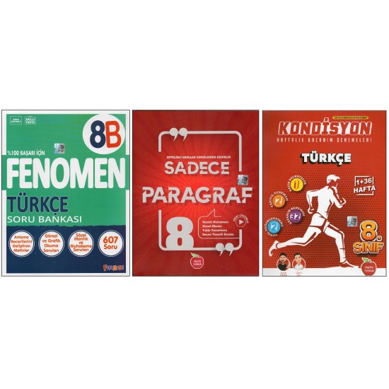 FENOMEN 8. SINIF 8B TÜRKÇE+NEWTON SADECE PARAGRAF+KONDİSYON TÜRKÇE (3 KİTAP)