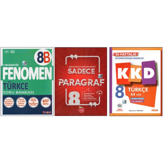 FENOMEN 8. SINIF 8B TÜRKÇE+NEWTON SADECE PARAGRAF+KURMAY KAZANIM KAVRAMA D. (3 KİTAP)