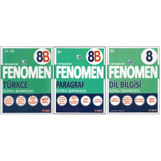 FENOMEN 8. SINIF 8B TÜRKÇE+PARAGRAF+DİL BİLGİSİ (3 KİTAP)