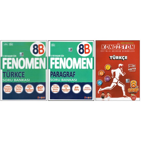 FENOMEN 8. SINIF 8B TÜRKÇE+PARAGRAF+NEWTON TÜRKÇE KONDİSYON (3 KİTAP) FENOMEN 8. SINIF 8B TÜRKÇE+PARAGRAF+NEWTON TÜRKÇE KONDİSYON (3 KİTAP)