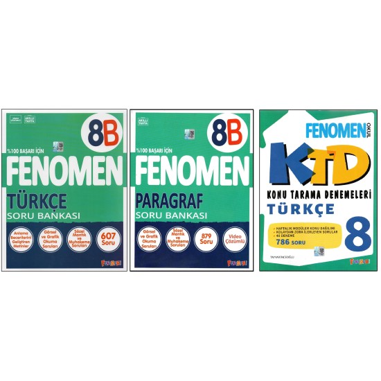 FENOMEN 8. SINIF 8B TÜRKÇE+PARAGRAF+TÜRKÇE KONU TARAMA D. (3 KİTAP) FENOMEN 8. SINIF 8B TÜRKÇE+PARAGRAF+TÜRKÇE KONU TARAMA D. (3 KİTAP)