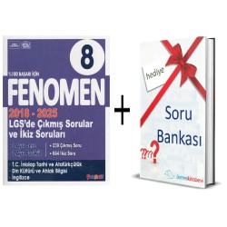 Fenomen 8. Sınıf Çıkmış Sorular ve İkiz sorular İnkılap Tarihi+Din Kültürü+İngilizce (2018-2025) ve Hediye Soru Bankası