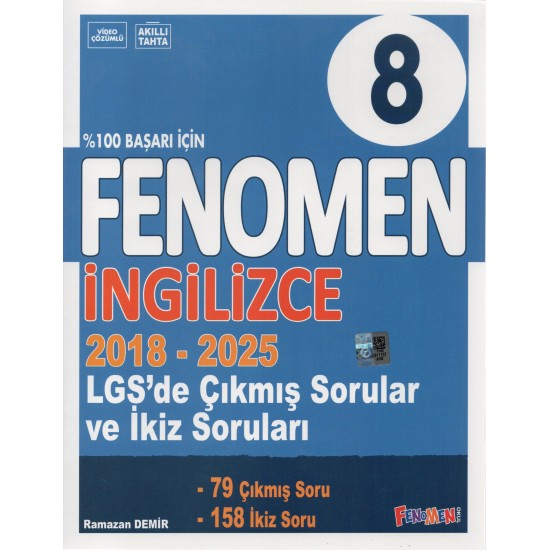 Fenomen 8. Sınıf Çıkmış Sorular ve İkiz sorular İnkılap Tarihi+Din Kültürü+İngilizce (2018-2025) ve Hediye Soru Bankası