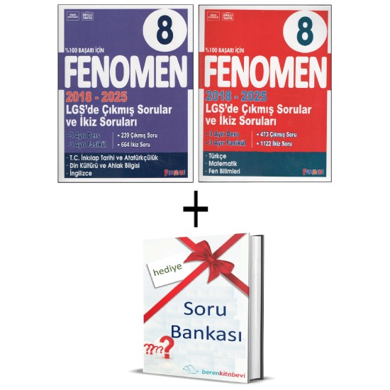 Fenomen 8. Sınıf Çıkmış Sorular ve İkiz sorular Tüm Dersler (2018-2025)+Hediye Fenomen 8. Sınıf Çıkmış Sorular ve İkiz sorular Tüm Dersler (2018-2025)+Hediye