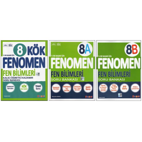 FENOMEN 8. SINIF FEN BİLİMLERİ KÖK+8A+8B (3 KİTAP)