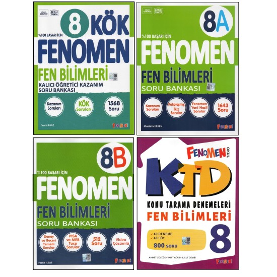 FENOMEN 8. SINIF FEN BİLİMLERİ KÖK+8A+8B+KONU TARAMA D. FEN B. (4 KİTAP) FENOMEN 8. SINIF FEN BİLİMLERİ KÖK+8A+8B+KONU TARAMA D. FEN B. (4 KİTAP)