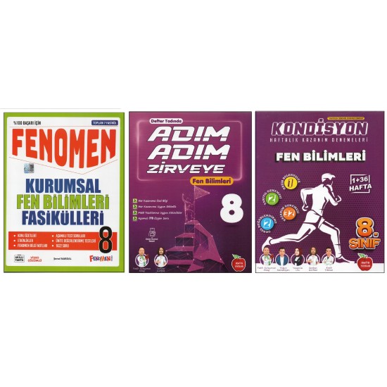 FENOMEN 8.SINIF KURUMSAL FASİKÜLLERİ+NEWTON ADIM ADIM+KONDİSYON FEN BİLİMLERİ (3 KİTAP) FENOMEN 8.SINIF KURUMSAL FASİKÜLLERİ+NEWTON ADIM ADIM+KONDİSYON FEN BİLİMLERİ (3 KİTAP)