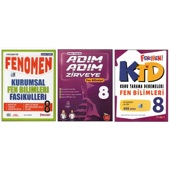 FENOMEN 8.SINIF KURUMSAL FASİKÜLLERİ+NEWTON ADIM ADIM ZİRVEYE+FENOMEN KTD FEN BİLİMLERİ (3 KİTAP) FENOMEN 8.SINIF KURUMSAL FASİKÜLLERİ+NEWTON ADIM ADIM ZİRVEYE+FENOMEN KTD FEN BİLİMLERİ (3 KİTAP)