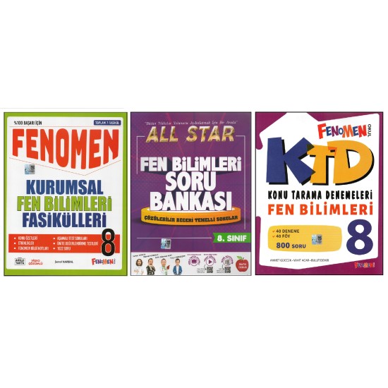 FENOMEN 8.SINIF KURUMSAL FASİKÜLLERİ+NEWTON ALL STAR+FENOMEN KTD FEN BİLİMLERİ (3 KİTAP)