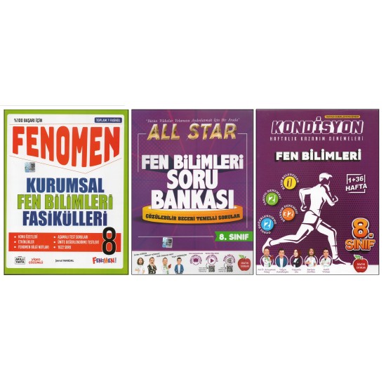 FENOMEN 8.SINIF KURUMSAL FASİKÜLLERİ+NEWTON ALL STAR+KONDİSYON FEN BİLİMLERİ (3 KİTAP)