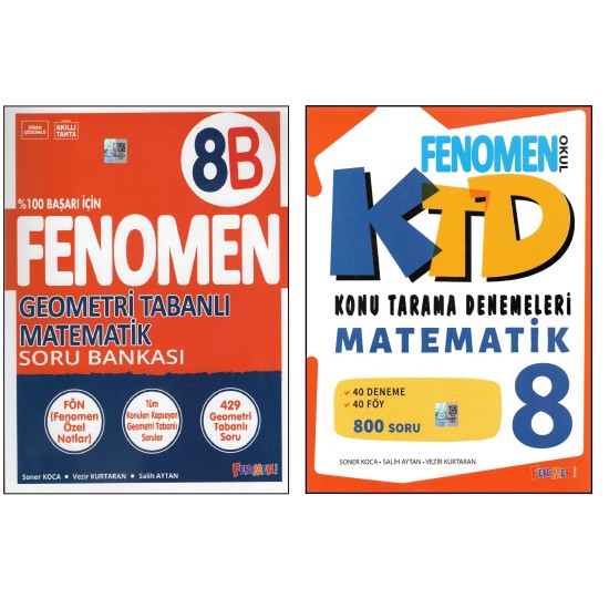 FENOMEN 8.SINIF GEOMETRİ TABANLI MATEMATİK 8B SORU BANKASI + FENOMEN MATEMATİK KTD (2 KİTAP)