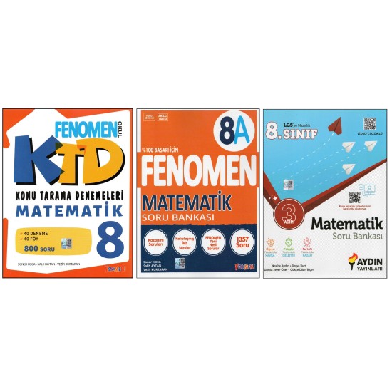 FENOMEN 8. SINIF KTD+8A+AYDIN 3 ADIM MATEMATİK (3 KİTAP)