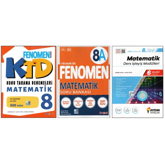 FENOMEN 8. SINIF KTD+8A+AYDIN DERS İŞLEYİŞ M. MATEMATİK (3 KİTAP)