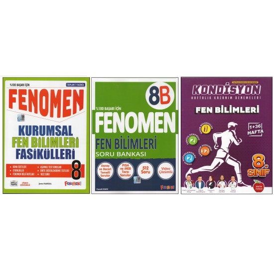 FENOMEN 8.SINIF KURUMSAL FASİKÜLLERİ+FENOMEN 8B+NEWTON KONDİSYON FEN BİLİMLERİ (3 KİTAP) FENOMEN 8.SINIF KURUMSAL FASİKÜLLERİ+FENOMEN 8B+NEWTON KONDİSYON FEN BİLİMLERİ (3 KİTAP)