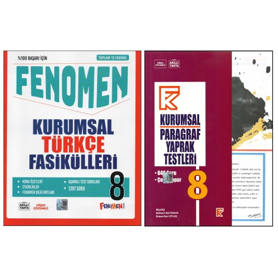 FENOMEN 8.SINIF KURUMSAL TÜRKÇE FASİKÜLLERİ +KURMAY KURUMSAL PARAGRAF YAPRAK TEST (2 KİTAP)