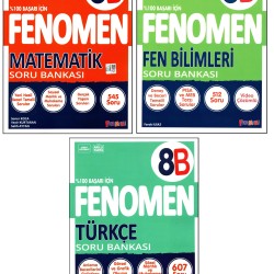 Fenomen 8. Sınıf LGS Matematik(B)+Fen(B)+Türkçe(B) Soru Bankası 3 Kitap