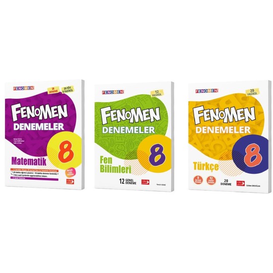 Fenomen 8. Sınıf LGS Matematik+Türkçe+Fen Bilimleri Deneme Seti 3 Kitap Fenomen 8. Sınıf LGS Matematik+Türkçe+Fen Bilimleri Deneme Seti 3 Kitap