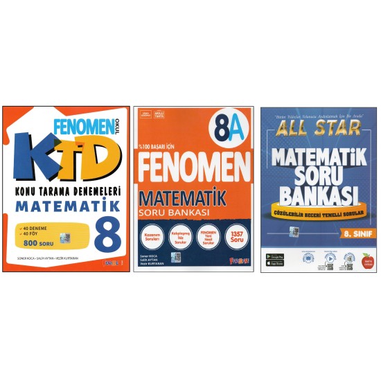 FENOMEN 8.SINIF KONU TARAMA DENEMELERİ+FENOMEN 8A+NEWTON ALL STAR MATEMATİK (3 KİTAP) FENOMEN 8.SINIF KONU TARAMA DENEMELERİ+FENOMEN 8A+NEWTON ALL STAR MATEMATİK (3 KİTAP)