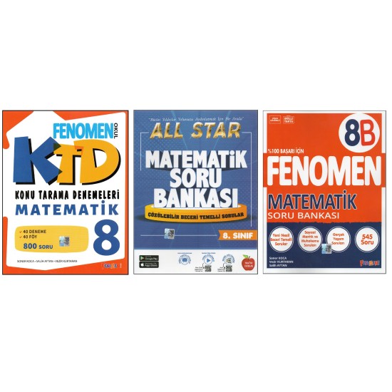 FENOMEN 8.SINIF KONU TARAMA DENEMELERİ+NEWTON ALL STAR+FENOMEN 8B MATEMATİK (3 KİTAP)