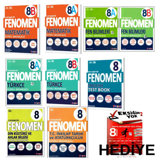 Fenomen 8. Sınıf Soru Bankası seti 9 Kitap+ Hediye 112 8. sınıf Matematik Soru Bankası Fenomen 8. Sınıf Soru Bankası seti 9 Kitap+ Hediye 112 8. sınıf Matematik Soru Bankası