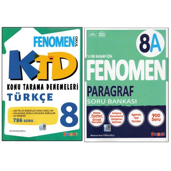 FENOMEN 8.SINIF TÜRKÇE KONU TARAMA DENEMELERİ + FENOMEN 8. SINIF 8A PARAGRAF (2 KİTAP) FENOMEN 8.SINIF TÜRKÇE KONU TARAMA DENEMELERİ + FENOMEN 8. SINIF 8A PARAGRAF (2 KİTAP)