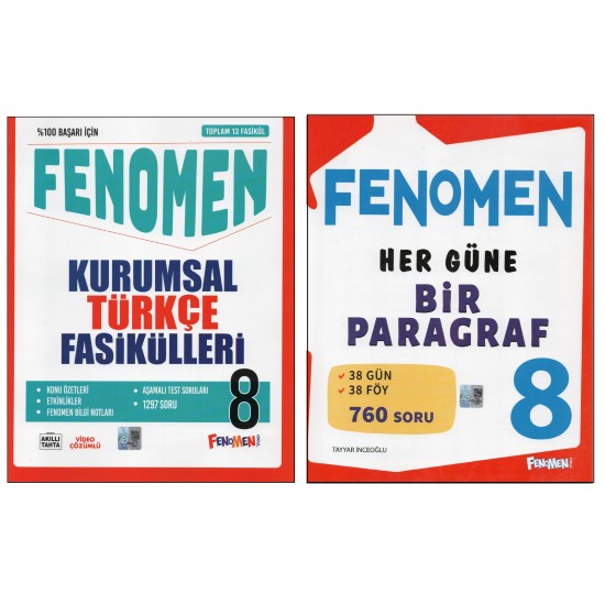 FENOMEN 8.SINIF TÜRKÇE KURUMSAL FASİKÜLLER +FENOMEN HER GÜNE BİR PARAGRAF (2 KİTAP)