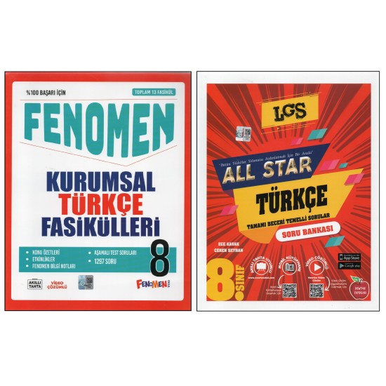 Fenomen 8.Sınıf Türkçe Kurumsal Fasikülleri+Newton 8.Sınıf All Star Türkçe 