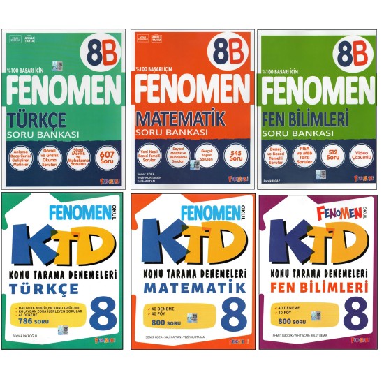 FENOMEN 8.SINIF TÜRKÇE+MATEMATİK+FEN B. 8B+TÜRKÇE+MATEMATİK+FEN B. KTD (6 KİTAP) 