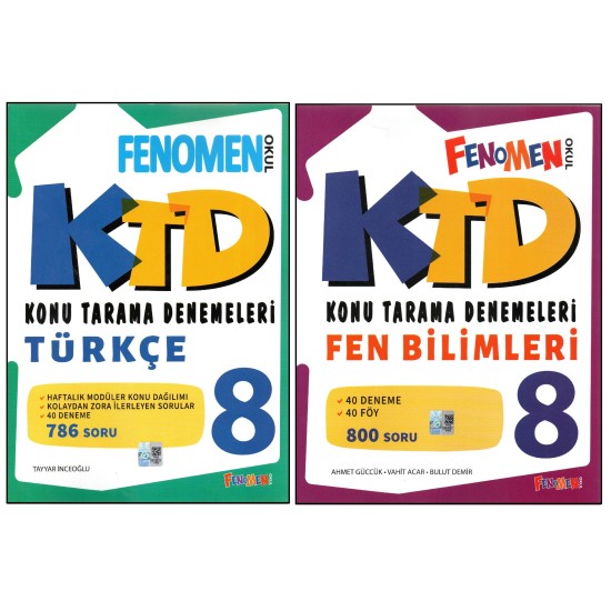 FENOMEN 8.TÜRKÇE KONU TARAMA DENEMELERİ+FEN BİLİMLERİ KONU TARAMA DENEMELERİ (2 KİTAP)