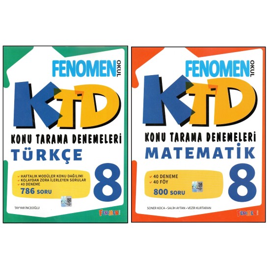 FENOMEN 8.TÜRKÇE KONU TARAMA DENEMELERİ+MATEMATİK KONU TARAMA DENEMELERİ (2 KİTAP)
