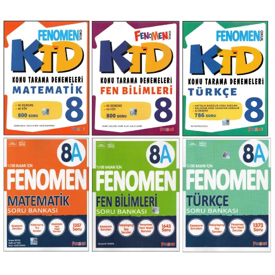 FENOMEN KTD+8A 8.SINIF MATEMATİK+TÜRKÇE+FEN B. (6 KİTAP)