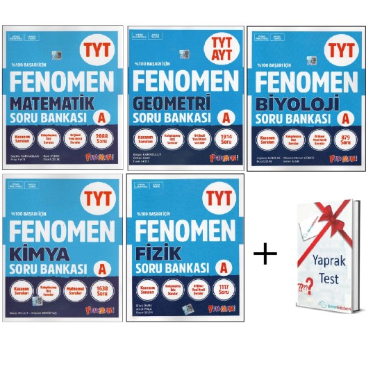 Fenomen TYT Matematik + Geometri TYT - AYT + Fizik + Kimya + Biyoloji Soru Bankası + Hediye (5 Kitap)