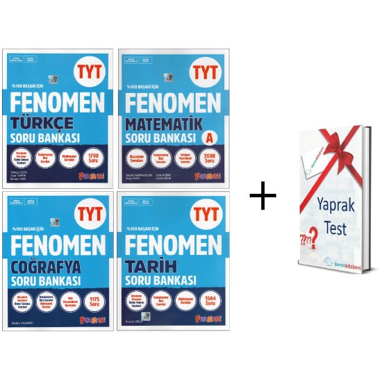 Fenomen TYT Matematik +  Türkçe +Coğrafya+ Tarih Soru Bankası + Hediye (4 Kitap)