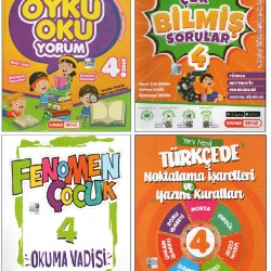 Kırmızı Beyaz 4.Sınıf Çok Bilmiş Sorular+Noktalama İşaretleri ve Yazım Kuralları+Öykü Okuyorum+Okuma Vadisi(4 Kitap)