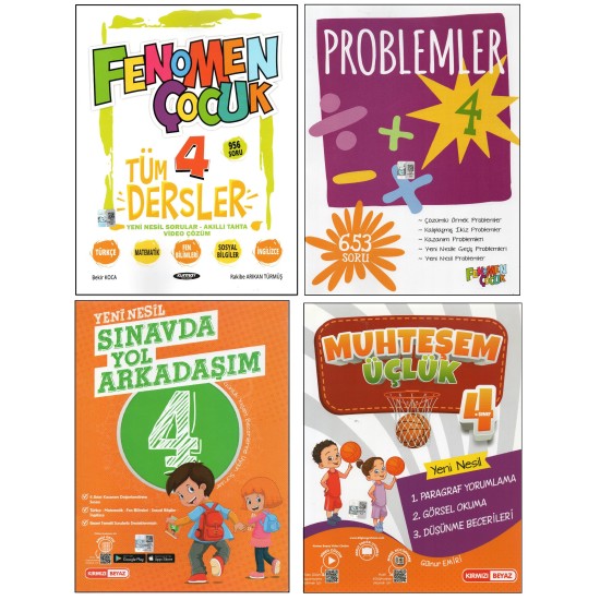 KURMAY 4. SINIF TÜM DERSLER+PROBLEMLER+KIRMIZI BEYAZ MUHTEŞEM ÜÇLÜK+SINAVDA YOL ARKADAŞIM (4 KİTAP)