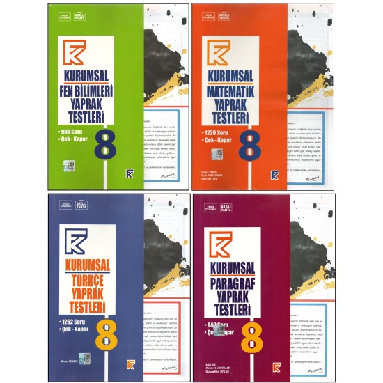 KURMAY 8. SINIF FEN B.+MATEMATİK+TÜRKÇE+PARAGRAF KURUMSAL YAPRAK TESTLERİ (4 KİTAP)